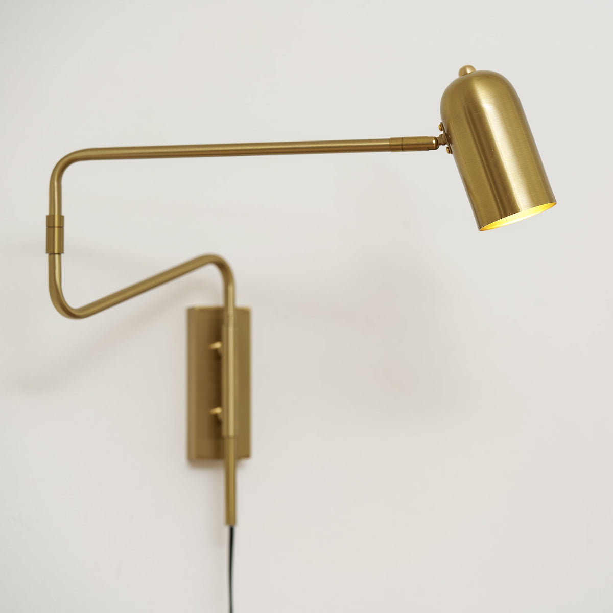 Adjustable Wall Lamp with Plug | Swiveling Arm and Adjustable Shade | Perfect for the Bedroom and Reading Nook | Sansoti