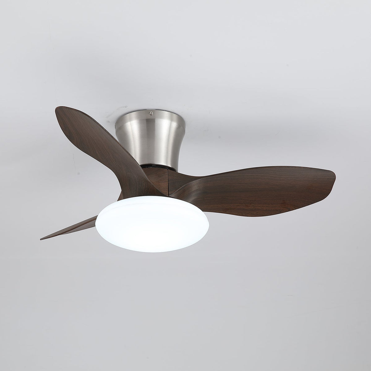 Moderner Design Deckenventilator mit LED-Beleuchtung | Holzflügel | Sansoti