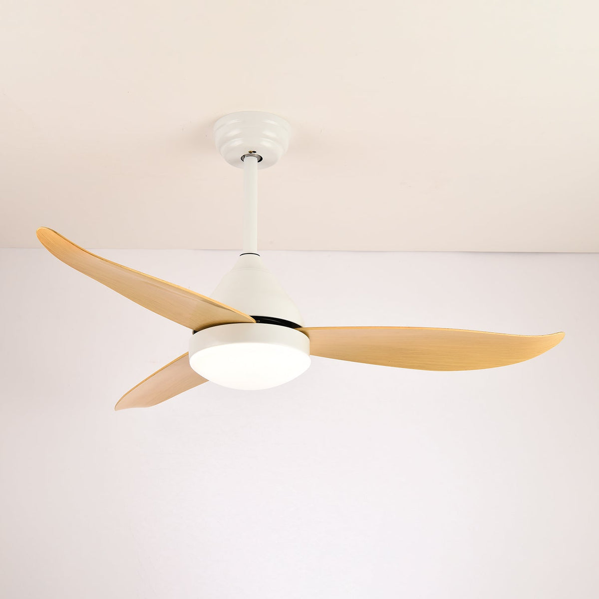 Modern Ceiling Fan Fia with Lighting 3 Speeds Remote Control ø106 cm Black White Wood Color | Sansoti