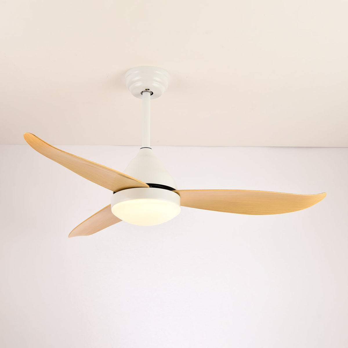 Modern Ceiling Fan Fia with Lighting 3 Speeds Remote Control ø106 cm Black White Wood Color | Sansoti