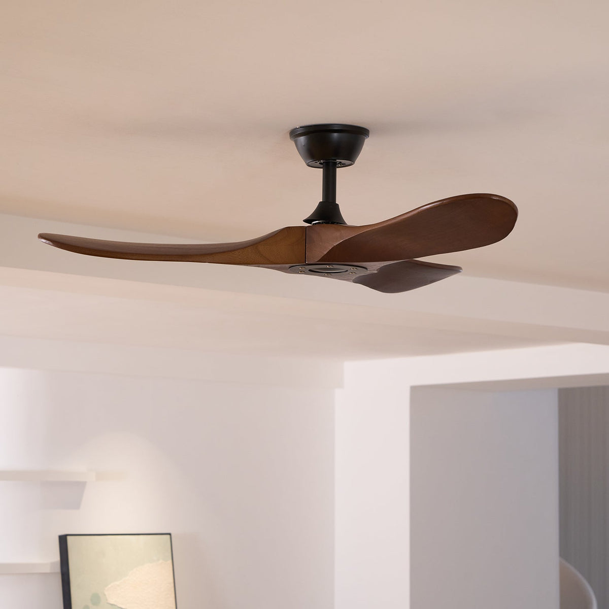 Deckenventilator Holz Walnuss ∅106/132cm 6 Geschwindigkeiten Leiser Motor Verstellbare Aufhängehöhe Wohnzimmer | Sansoti