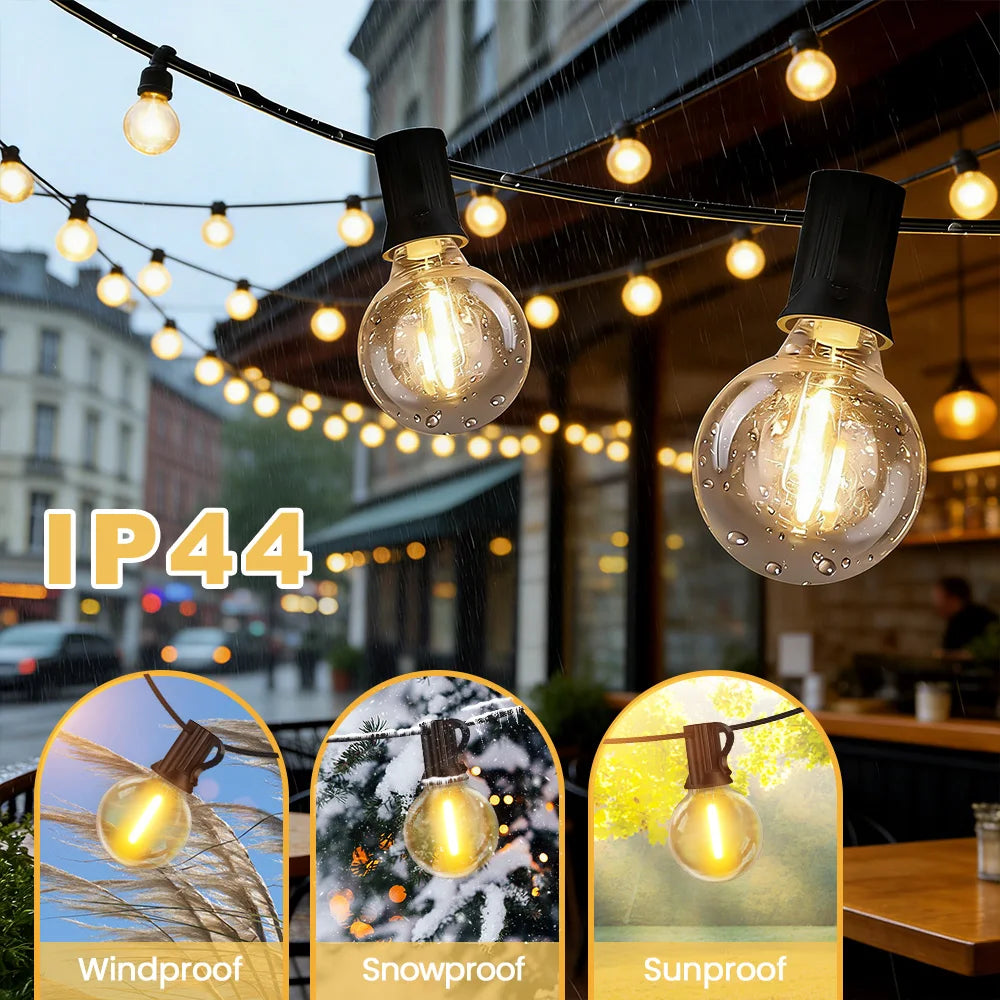 Dimbare LED Bollichtslinger G40 voor Terras en Tuin Waterdicht IP44 met Afstandsbediening Sfeerverlichting | Sansoti