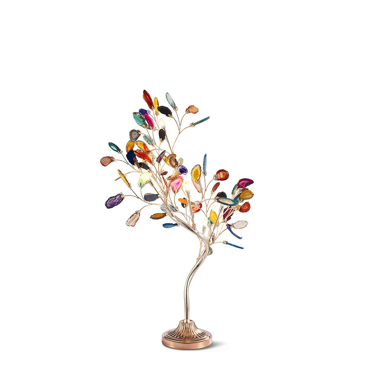 Lustre en agate – Suspension en pierre naturelle avec cadre en or rose pour grands espaces – Ø 65 cm & Ø 85 cm | Sansoti