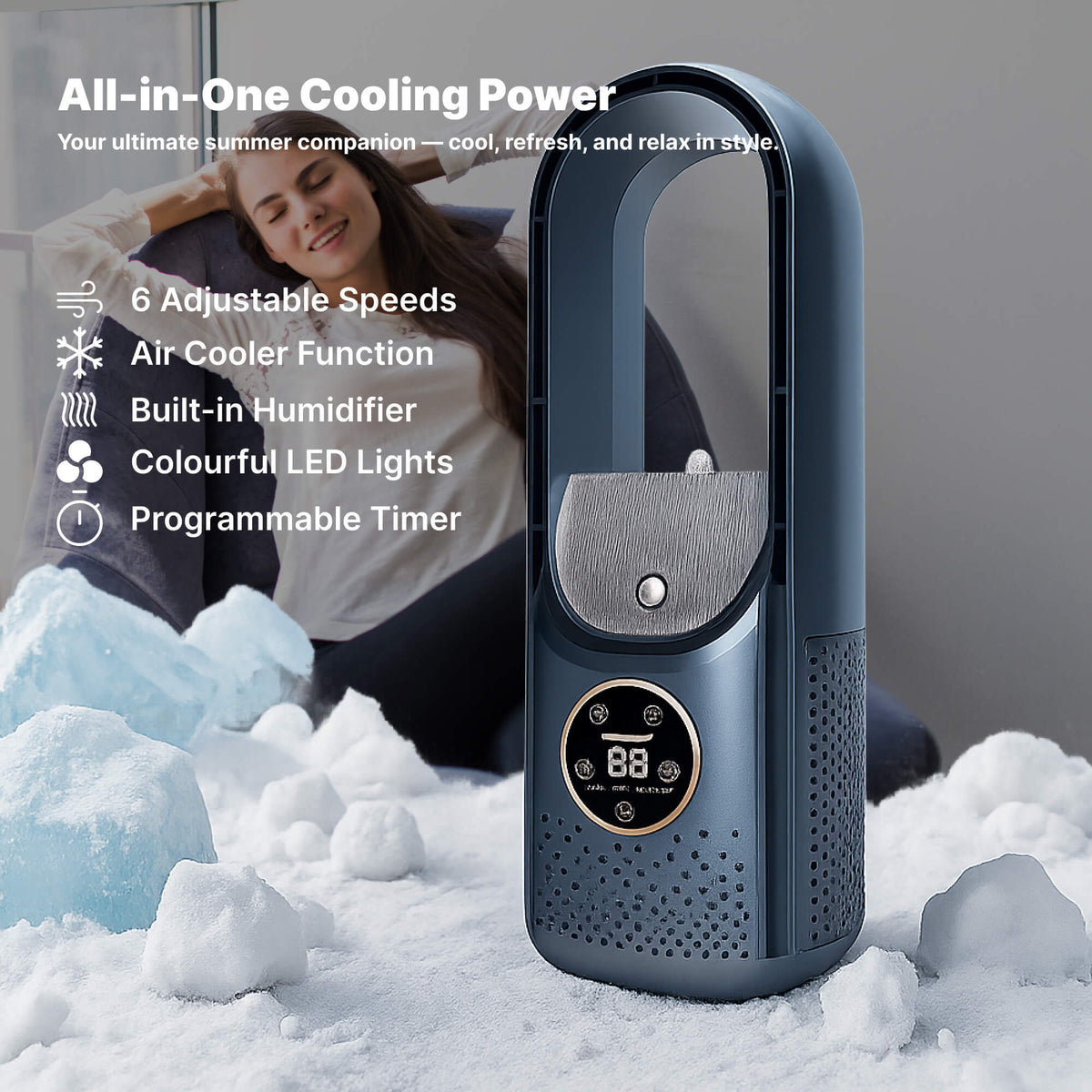 Wireless Compact Air Cooler with Quiet Fan – Convenient USB Device for Home and Office – 100ml Water Tank | Sansoti