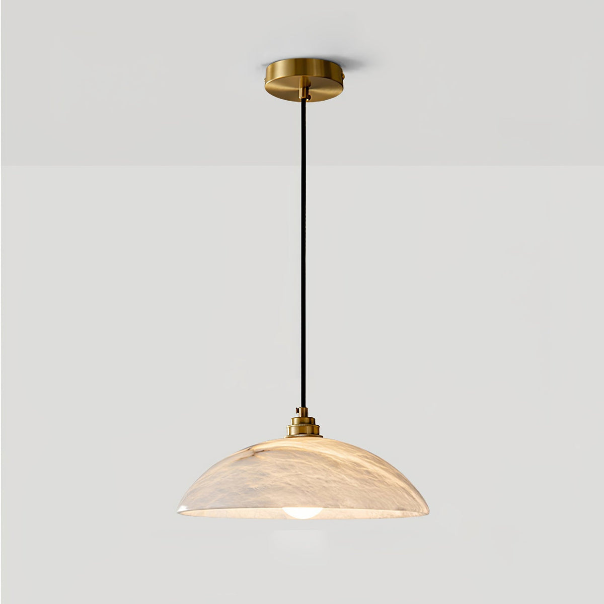 Koepelvormige Hanglamp Albast met Koperen Fitting – Ø30cm & Ø40cm – Natuursteen – Warme Uitstraling Eetkamer Keuken Woonkamer | Sansoti