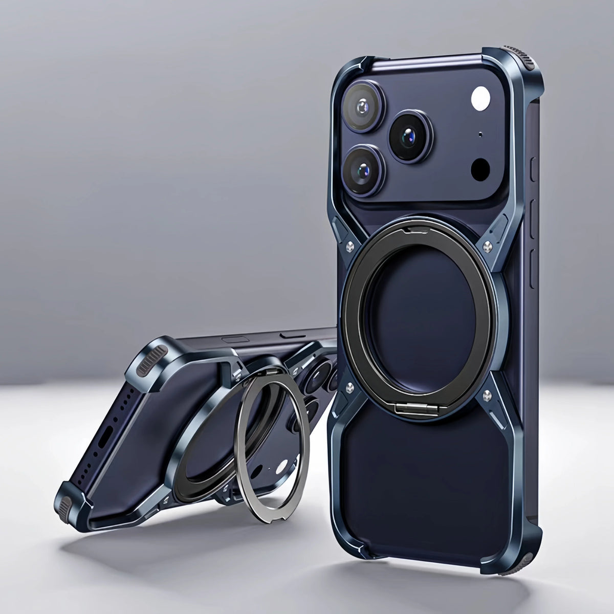 Aluminium X-Frame Telefoonhoesje iPhone 14 15 16 17 Pro Max Randloos Schokbestendig Titanium Design Luxe | Sansoti