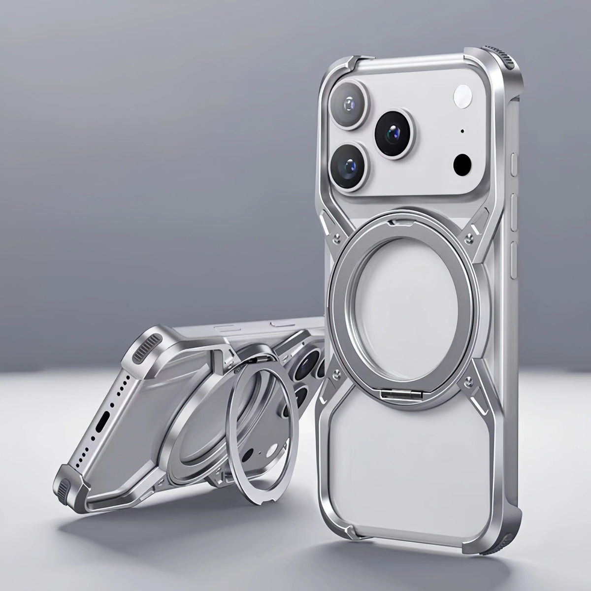 Aluminum X-Frame Phone Case iPhone 14 15 16 17 Pro Max Frameless Shockproof Titanium Design Luxury | Sansoti