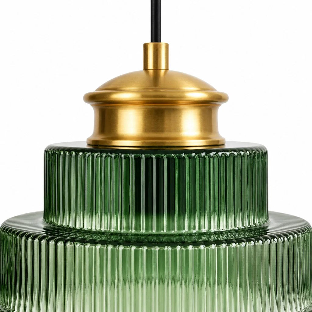 Suspension en verre rayé coloré modèle bouteille éclairage scandinave pour salle à manger, salon, îlot de cuisine | Sansoti
