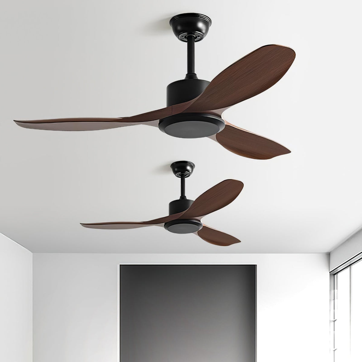 Minimalistischer Deckenventilator Holz 106-132cm Mit Fernbedienung 5 Geschwindigkeiten Umkehrbar Kupfermotor AC 110-240V | Sansoti