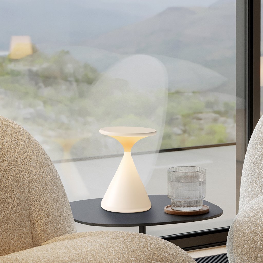 Portable Hourglass Table Lamp with Dimmable LED Battery Power Ambient Light Wireless Touch Control Living Bedroom Office Retro Stylish Modern Design | Sansoti