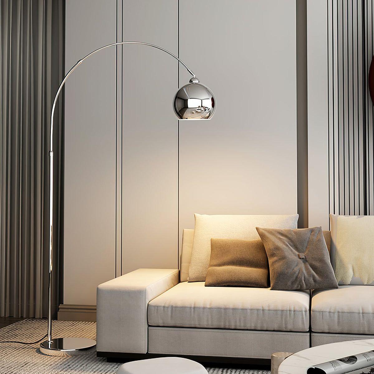 Adjustable Floor Lamp Metal Black Chrome White Telescopic Arm Reading Lamp Modern Design | Sansoti
