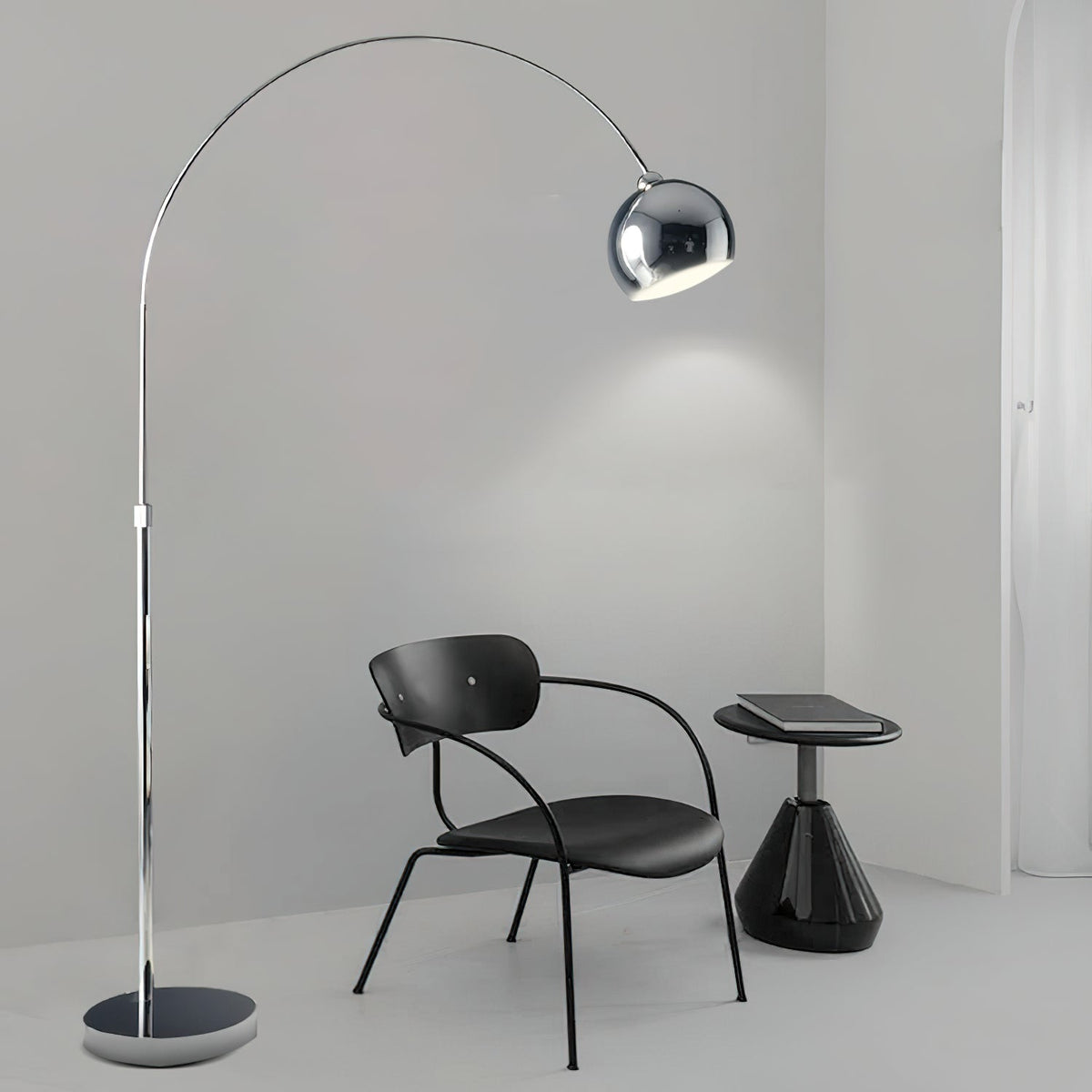 Adjustable Floor Lamp Metal Black Chrome White Telescopic Arm Reading Lamp Modern Design | Sansoti