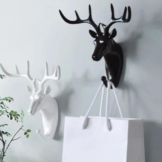 Decorative Animal Head Wall Hook in Gold White Black for Keys Bags Towels | Giraffe Hook Elephant Hook Rhino Hook Deer Ram Horse | Cast Iron Wall Decoration Hall Bathroom Bedroom | Sansoti