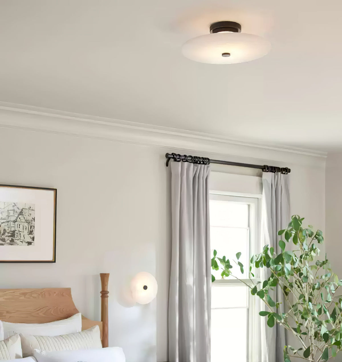 Alabaster-Deckenleuchte Messing & Schwarz LED Einbau-Wand- und Deckenbeleuchtung Modernes Design Rund Schlafzimmer | Sansoti