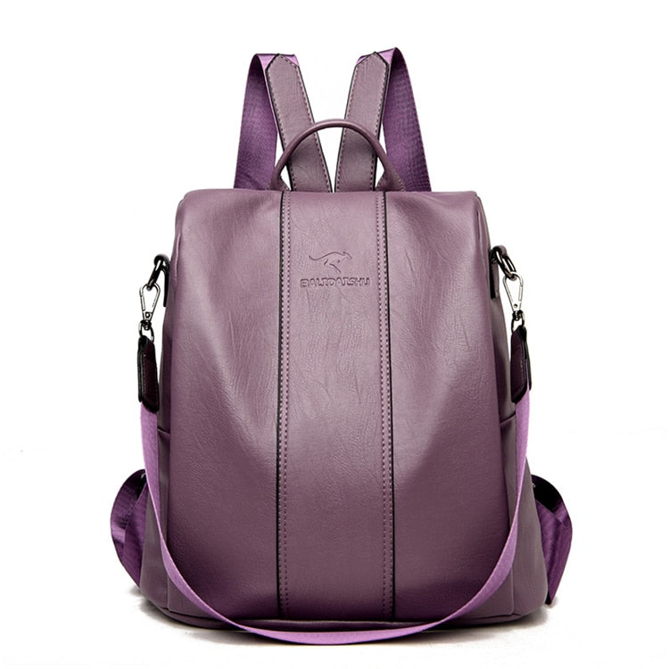 Diebstahlsicherer Lederrucksack für Damen, Vintage-Schultertasche, multifunktionaler und wandelbarer Tagesrucksack, Reise- und Schultasche | Sansoti