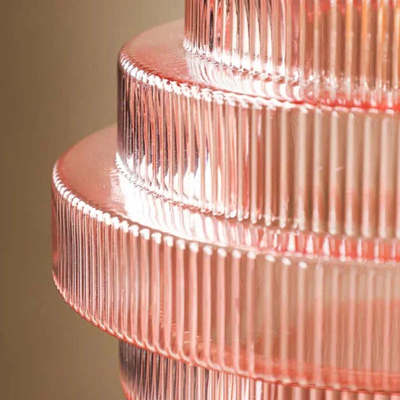 Gerippte Glas-Hängeleuchte mit geschichtetem Flaschendesign, E27, 22 cm, Essbereich-Deckenbeleuchtung im Vintage-Stil für das Wohnzimmer | Sansoti
