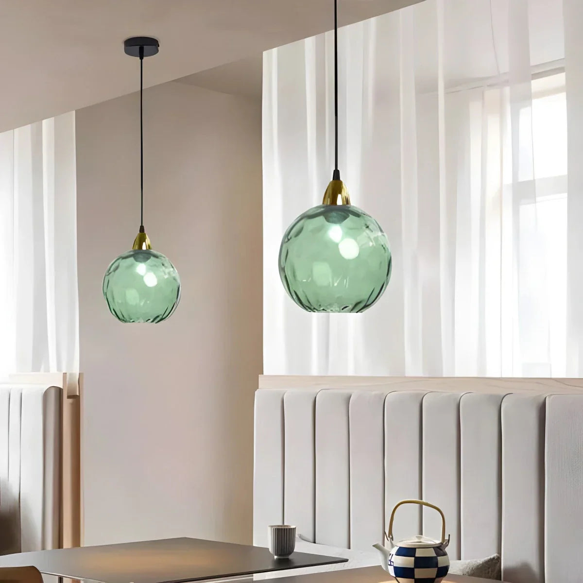 Hanglamp Glas E26 20 cm Grijs Eettafel Woonkamer Slaapkamer Rookglas Bollamp Pendellamp Sfeerverlichting | Sansoti
