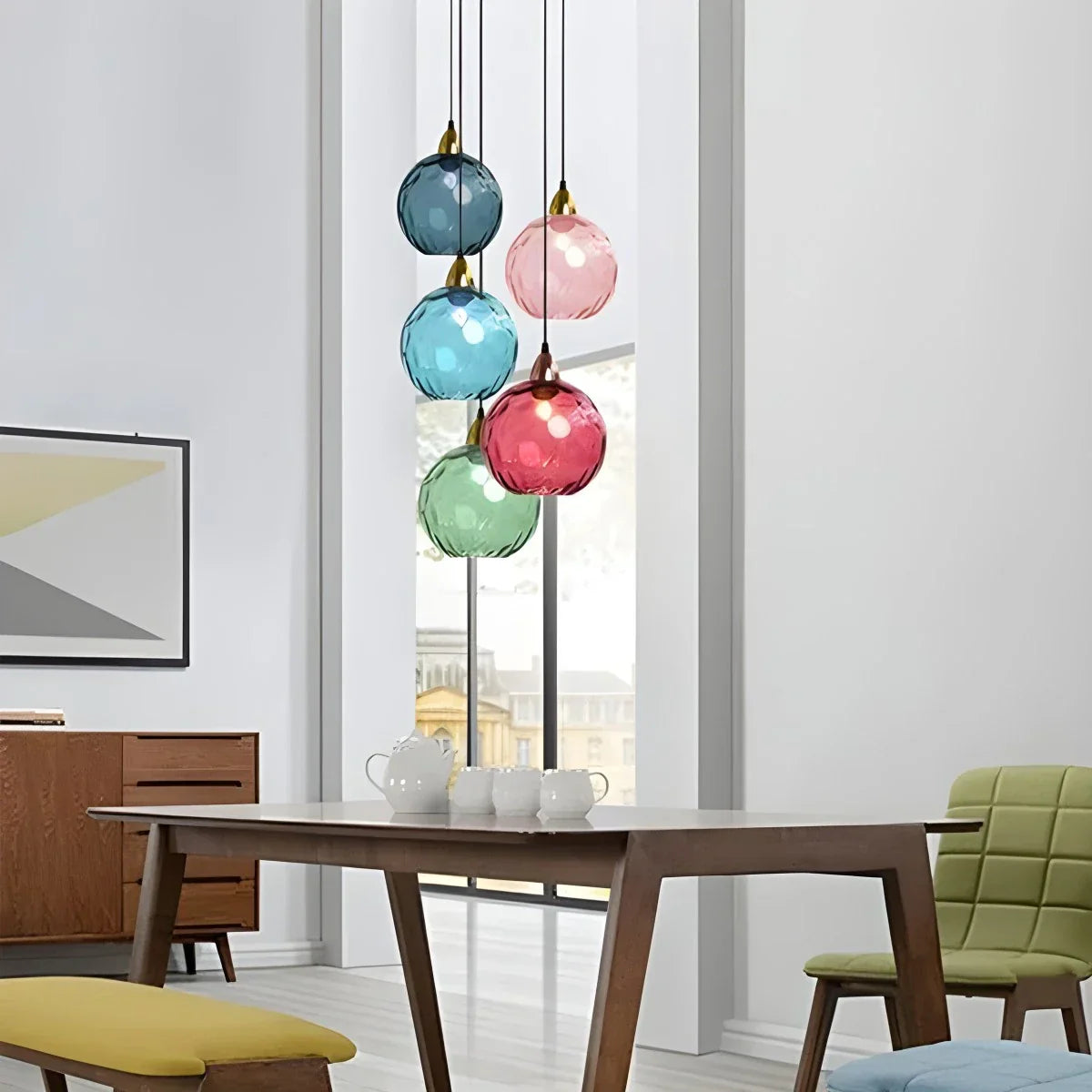 Hanglamp Glas E26 20 cm Grijs Eettafel Woonkamer Slaapkamer Rookglas Bollamp Pendellamp Sfeerverlichting | Sansoti