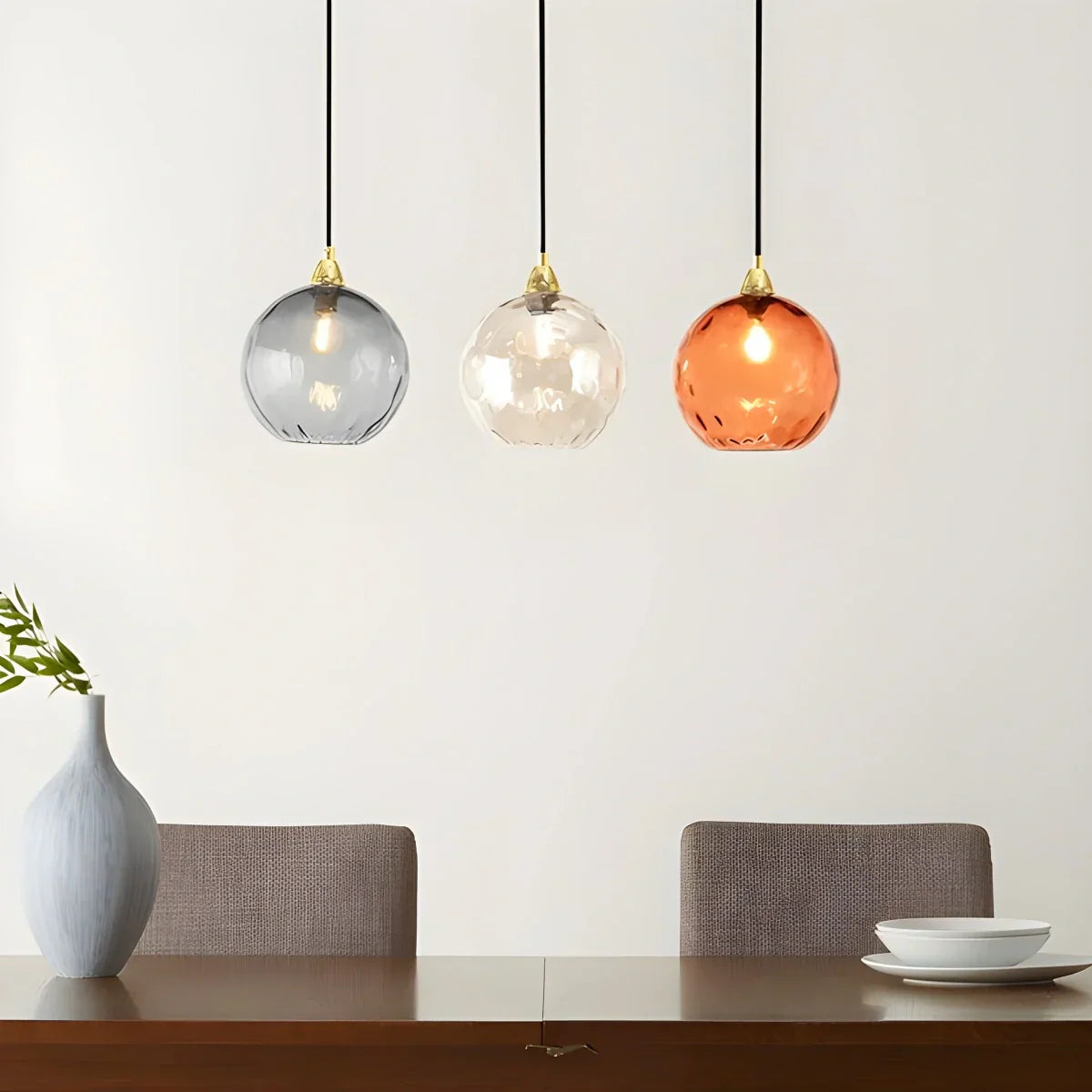 Hanglamp Glas E26 20 cm Grijs Eettafel Woonkamer Slaapkamer Rookglas Bollamp Pendellamp Sfeerverlichting | Sansoti