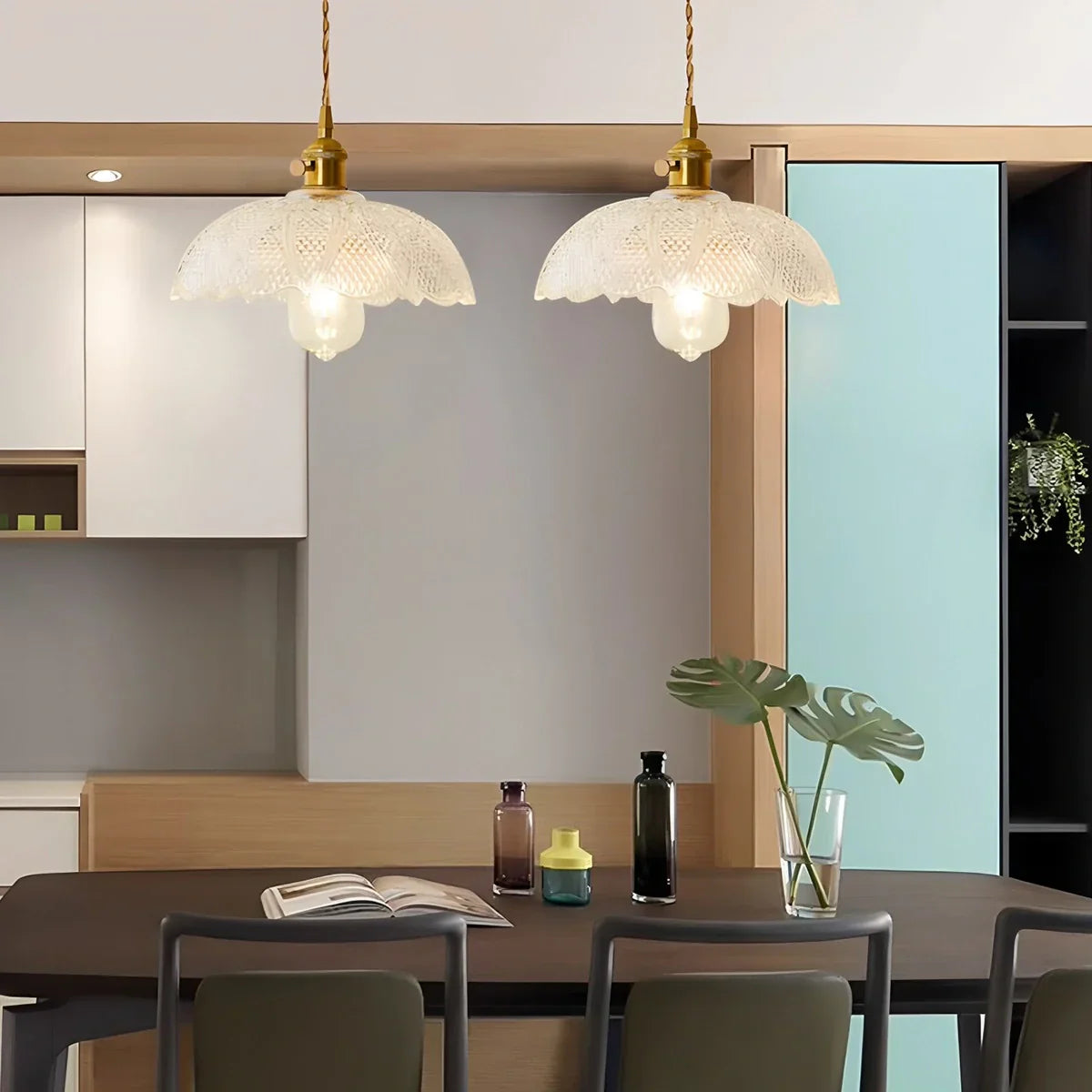 Hanglamp Glas Brons Verstelbare Kabel Woonkamer Eettafel Transparante Glazen Hanglamp Sfeerverlichting Vintage | Sansoti