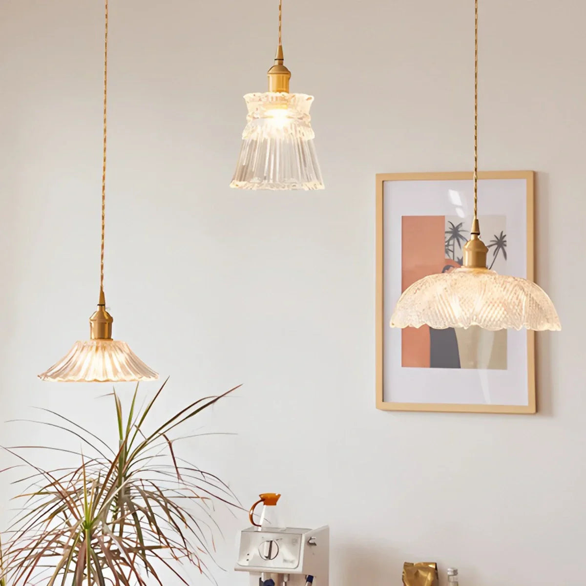 Hanglamp Glas Brons Verstelbare Kabel Woonkamer Eettafel Transparante Glazen Hanglamp Sfeerverlichting Vintage | Sansoti