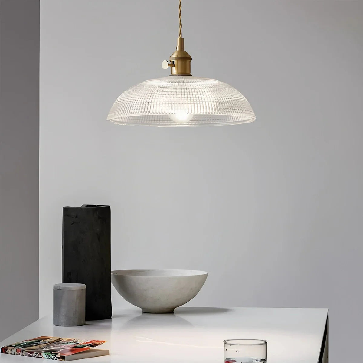Hanglamp Glas Brons Verstelbare Kabel Woonkamer Eettafel Transparante Glazen Hanglamp Sfeerverlichting Vintage | Sansoti