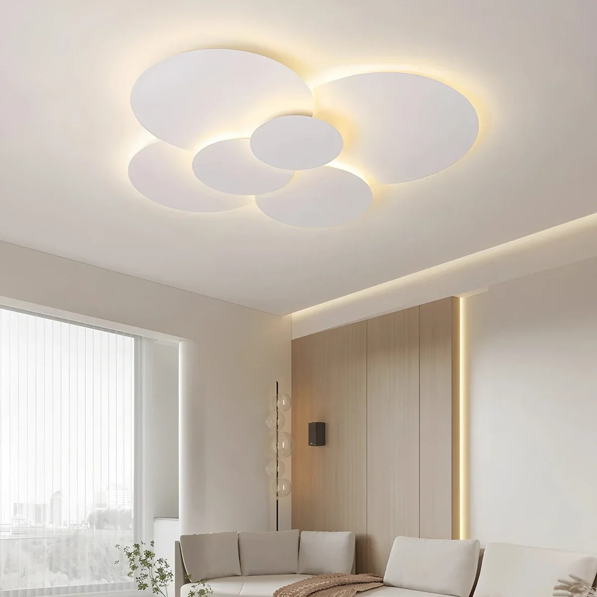 LED Ceiling Lamp Adjustable Discs White Dimmable Living Room Bathroom Modern Designer Lamp Ceiling Lighting with Remote Control | Sansoti