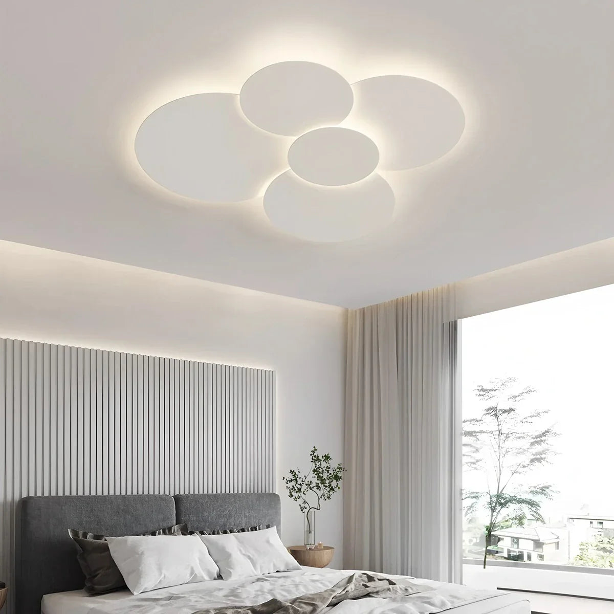LED Ceiling Lamp Adjustable Discs White Dimmable Living Room Bathroom Modern Designer Lamp Ceiling Lighting with Remote Control | Sansoti