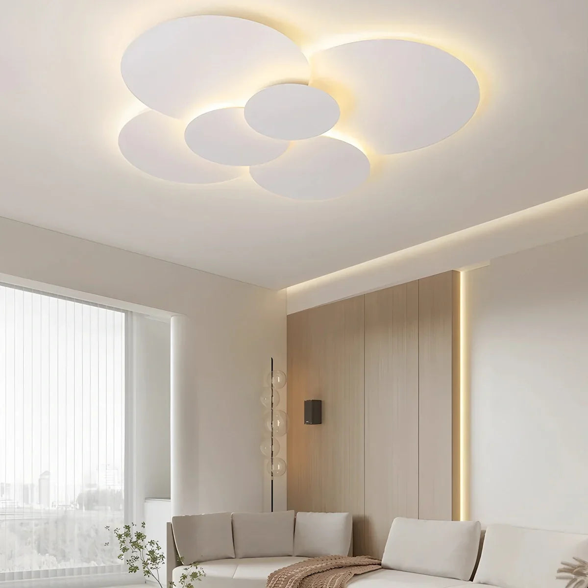 LED Ceiling Lamp Adjustable Discs White Dimmable Living Room Bathroom Modern Designer Lamp Ceiling Lighting with Remote Control | Sansoti
