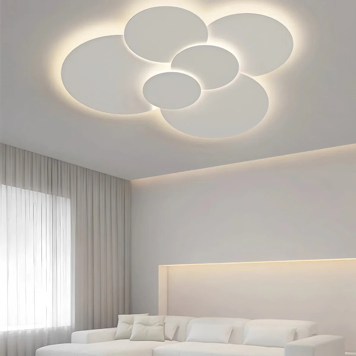 LED Ceiling Lamp Adjustable Discs White Dimmable Living Room Bathroom Modern Designer Lamp Ceiling Lighting with Remote Control | Sansoti