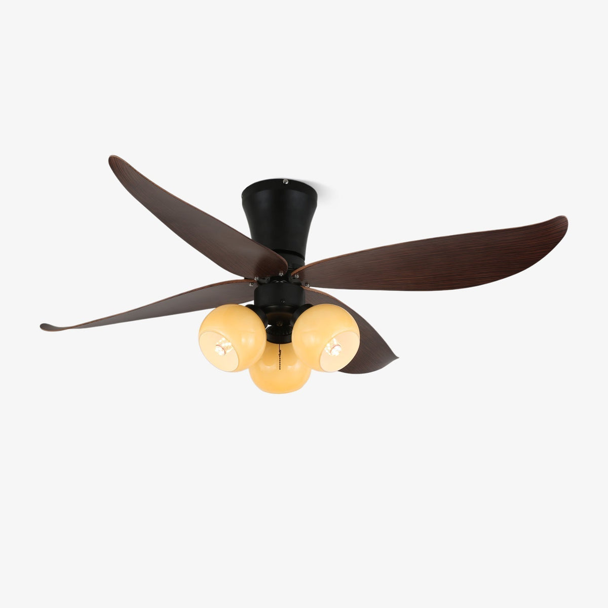 Skandinavischer Deckenventilator mit Beleuchtung Holz & Glas Design 90cm | Sansoti