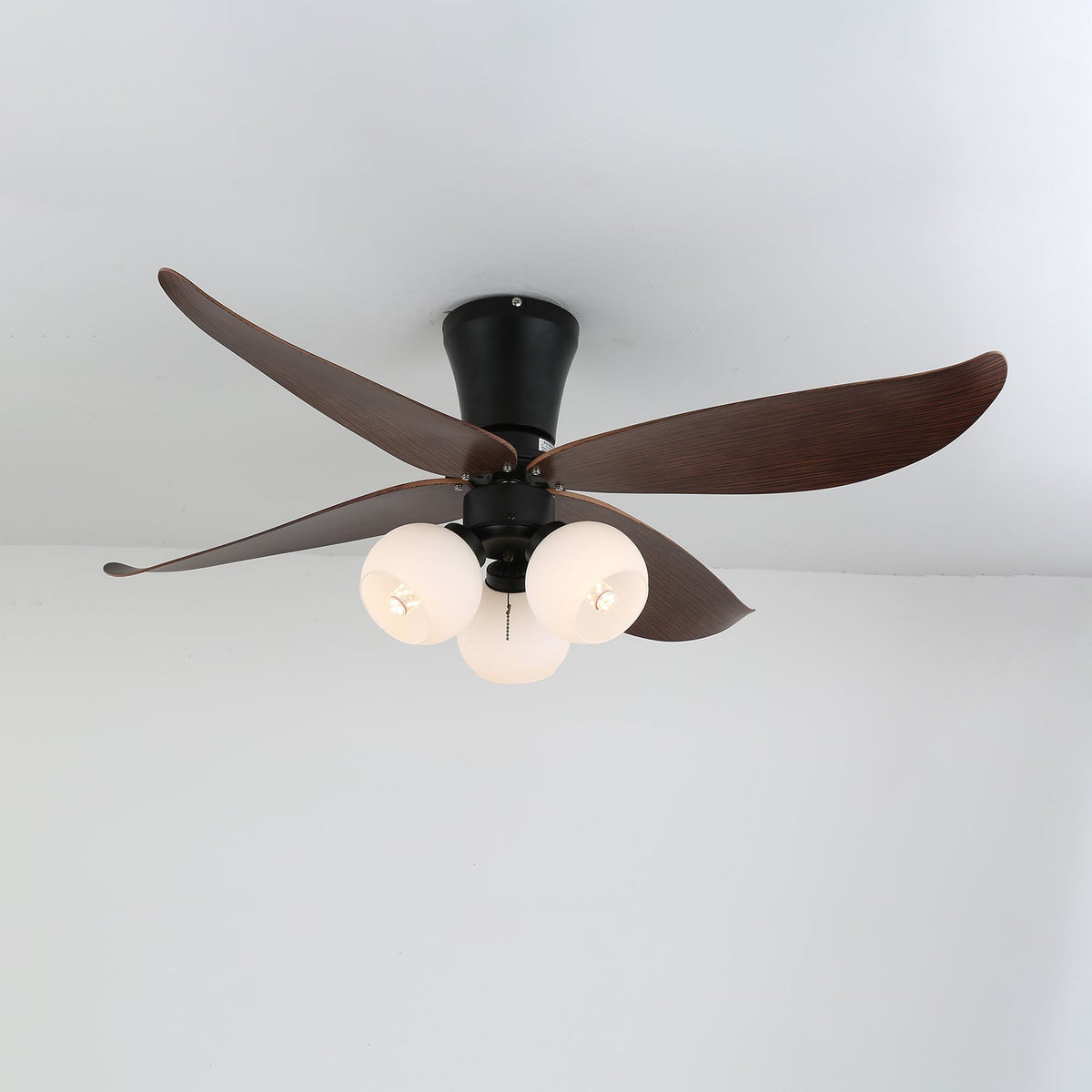 Scandinavische Plafondventilator met Verlichting Hout & Glas Design 90cm | Sansoti