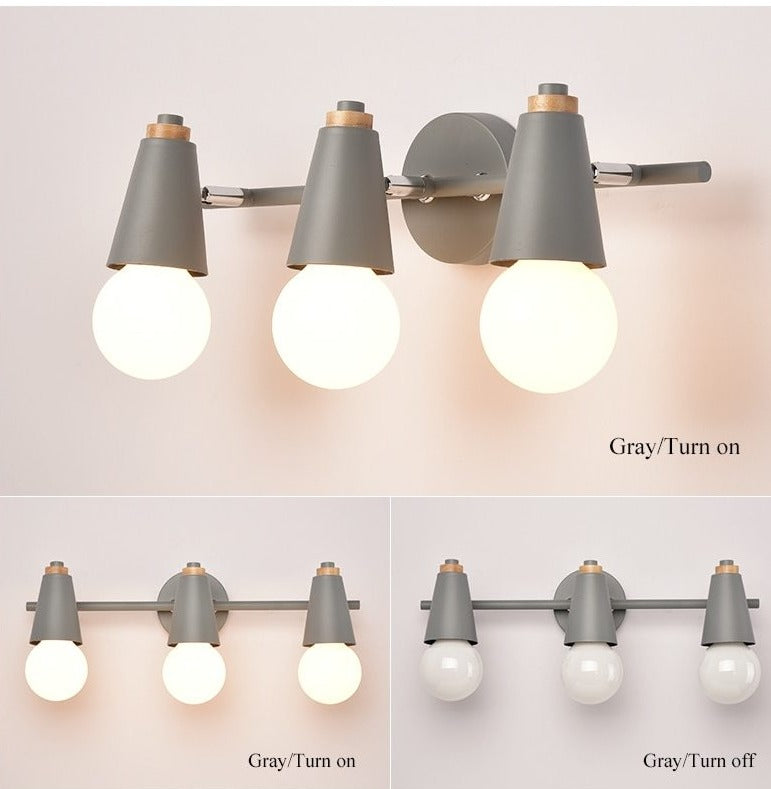 Wandlamp Metaal Hout 2 of 3 Lichts E27 Gekleurd Modern Slaapkamer Woonkamer | Sansoti