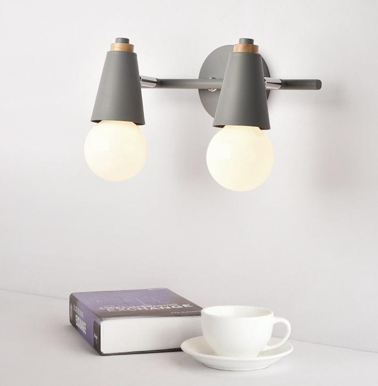 Wandlamp Metaal Hout 2 of 3 Lichts E27 Gekleurd Modern Slaapkamer Woonkamer | Sansoti