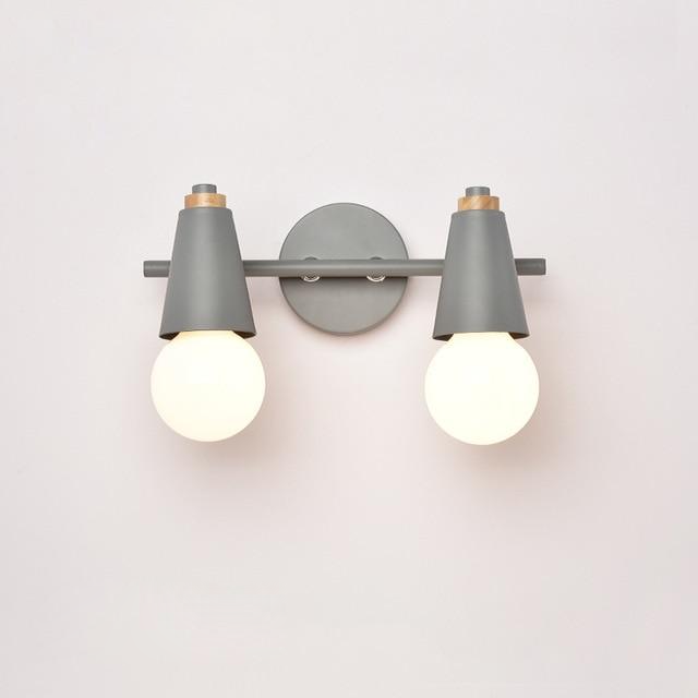 Wandlamp Metaal Hout 2 of 3 Lichts E27 Gekleurd Modern Slaapkamer Woonkamer | Sansoti