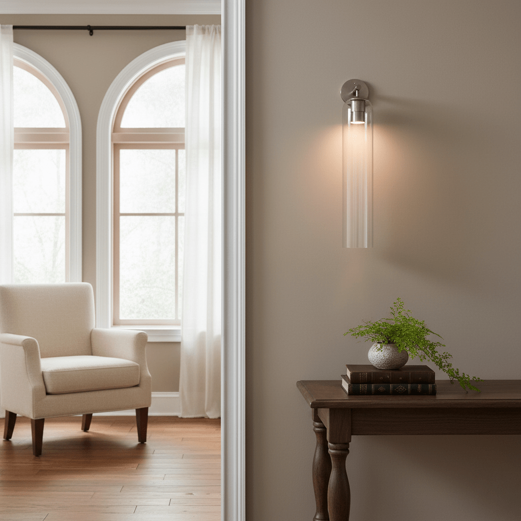 Glass Wall Lamp with Cylinder Shape – Elegant Indoor Wall Lighting | Sansoti
