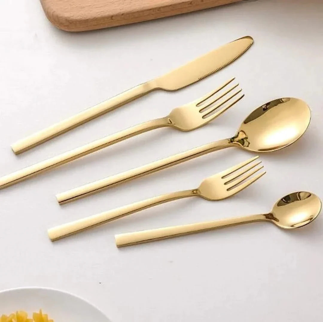 Bestekset 30-delig RVS 18/10 Goud Zwart Zilver Rosé Tafelbestek Modern Design Duurzaam Dagelijks Gebruik | Sansoti