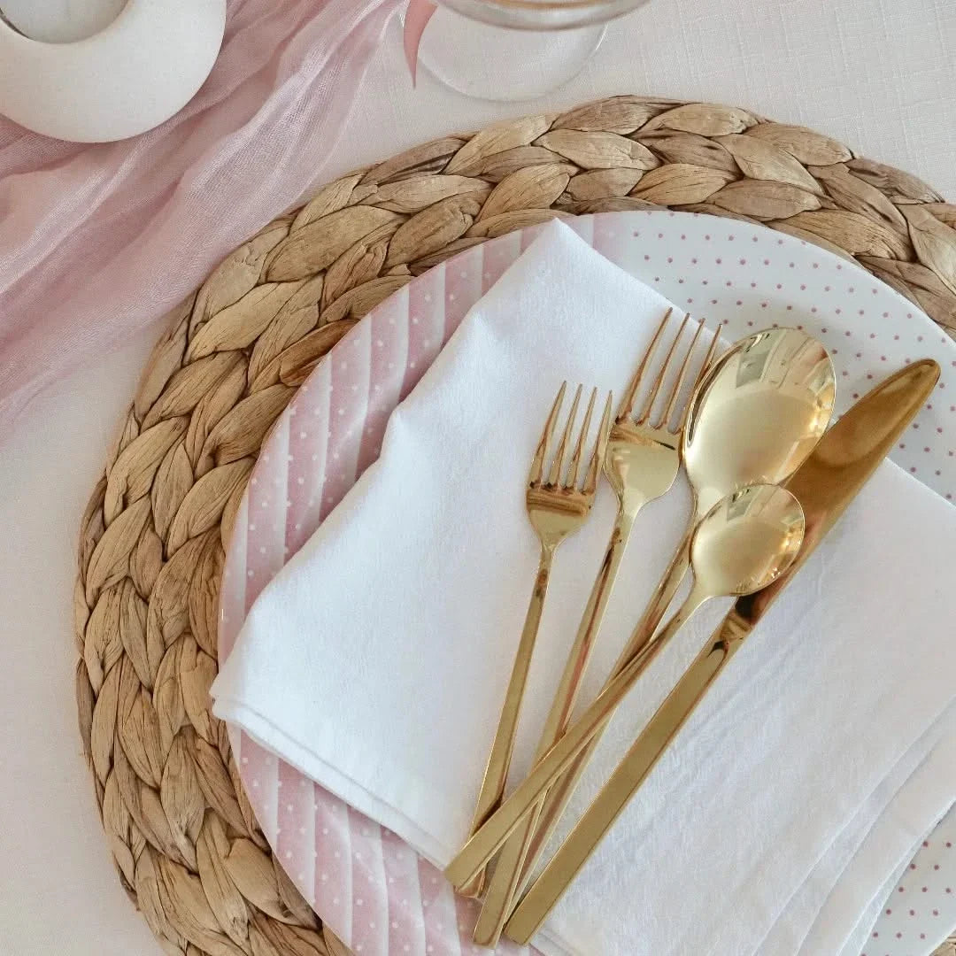 Bestekset 30-delig RVS 18/10 Goud Zwart Zilver Rosé Tafelbestek Modern Design Duurzaam Dagelijks Gebruik | Sansoti