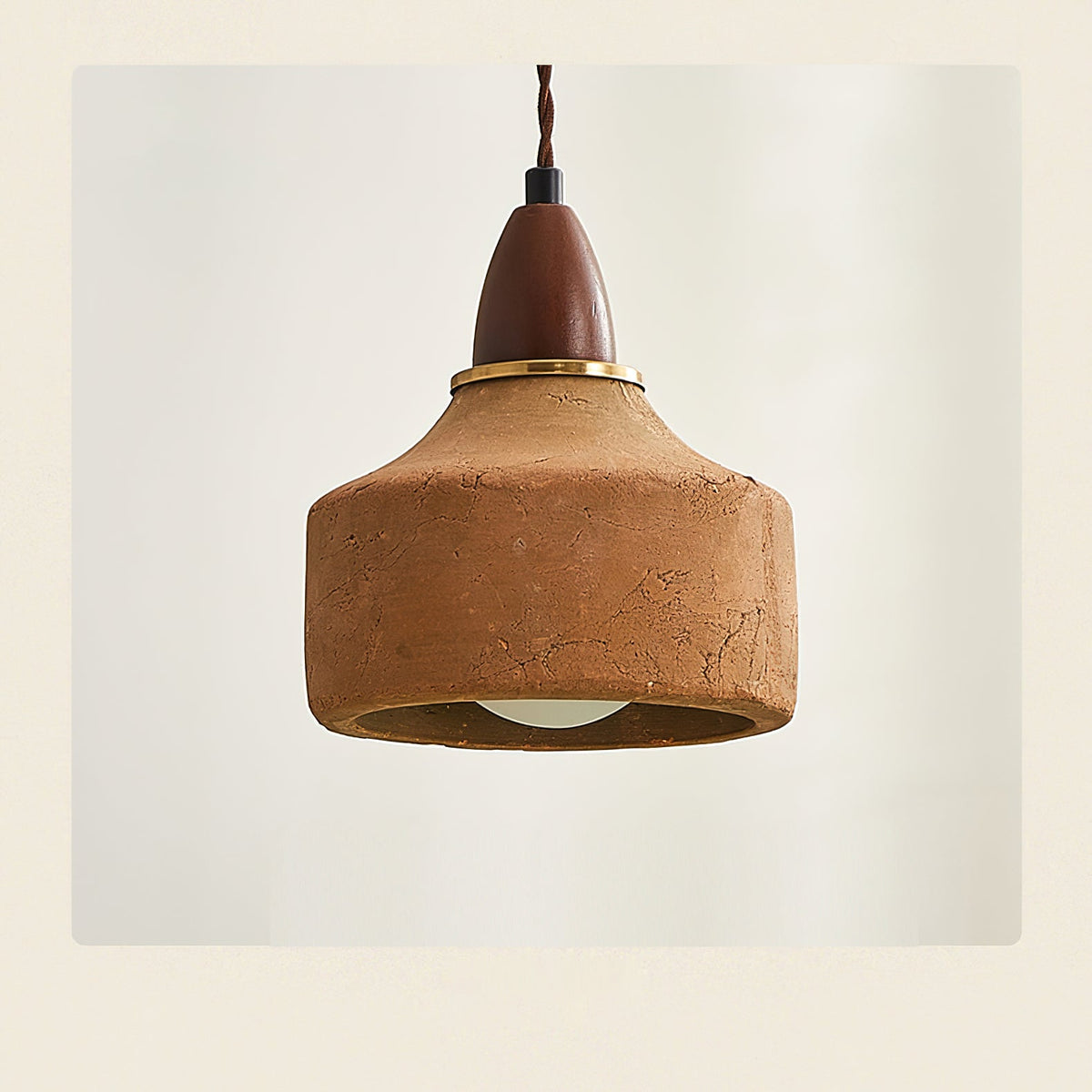 Pendant Light Ceramic Wood Terracotta Walnut Ceiling Light G9 Fitting Scandinavian Design Dining Room | Sansoti