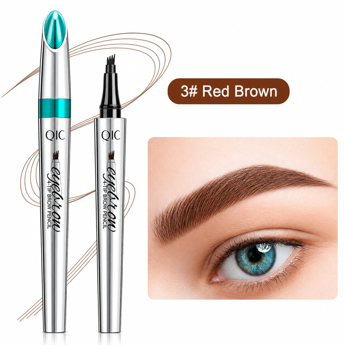 Eyebrow Pencil with 4 Tips Waterproof Microblading Styling Pen for Natural Hair Look Durable up to 36 Hours Long-Lasting | Sansoti