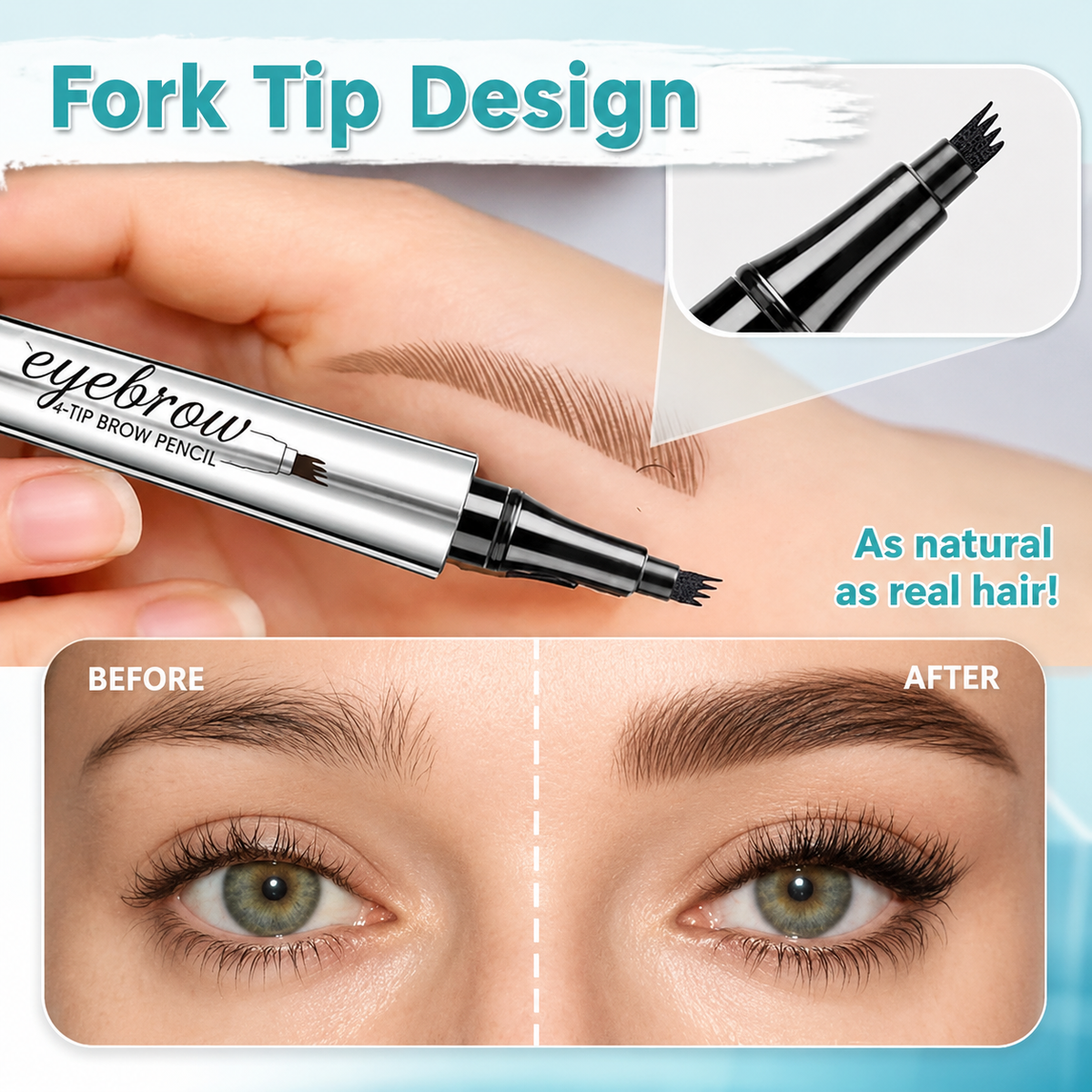 Eyebrow Pencil with 4 Tips Waterproof Microblading Styling Pen for Natural Hair Look Durable up to 36 Hours Long-Lasting | Sansoti