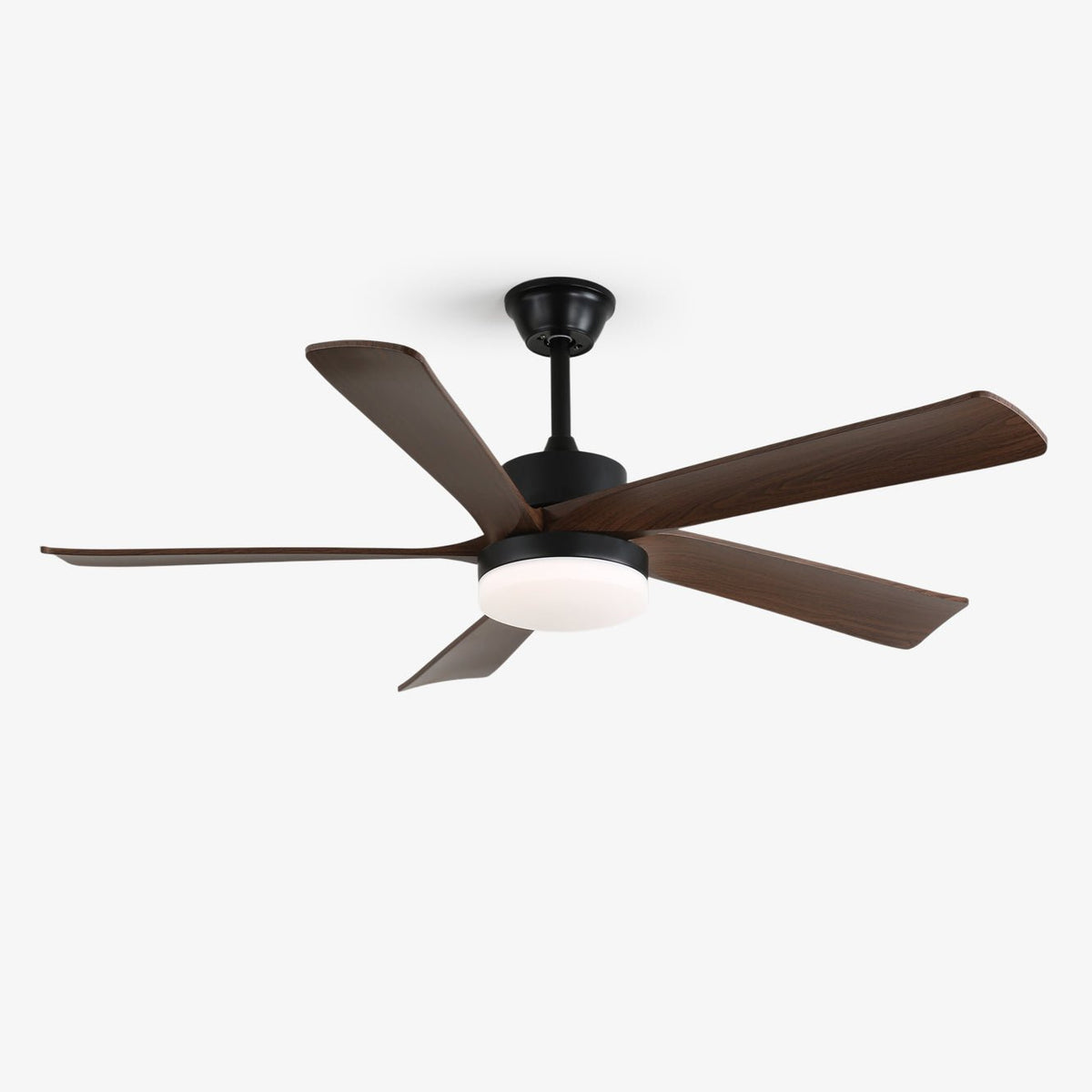 Moderner Deckenventilator mit Beleuchtung und Holzflügeln – 6 Geschwindigkeiten LED Deckenventilator Holz – Leiser Deckenventilator mit Fernbedienung – Skandinavische Ventilatorlampe Schwarz und Walnuss für Wohnzimmer Schlafzimmer | Sansoti