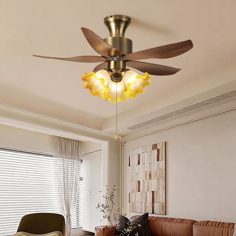 Florence Blossom Deckenventilator mit Beleuchtung 90cm Holzmaserung 6-Gang DC-Motor | Sansoti