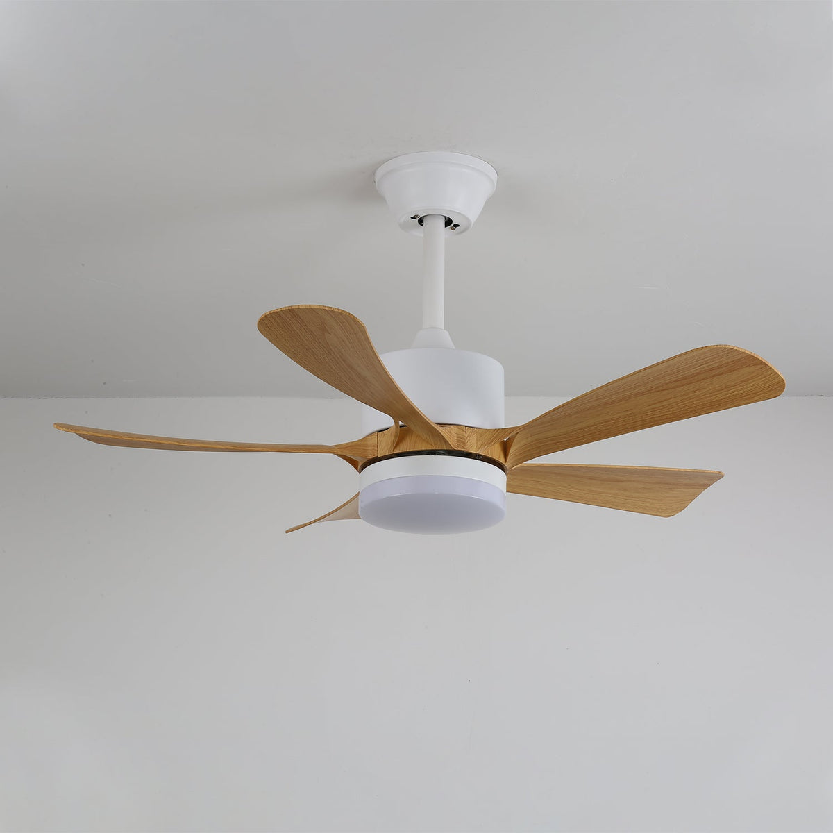 Modern Ceiling Fan with Integrated LED Lighting in Wood and Metal | Remote Control 6-Speed Dimmable for Living Room Bedroom Energy Efficient Quiet Design 107cm 132cm | Sansoti