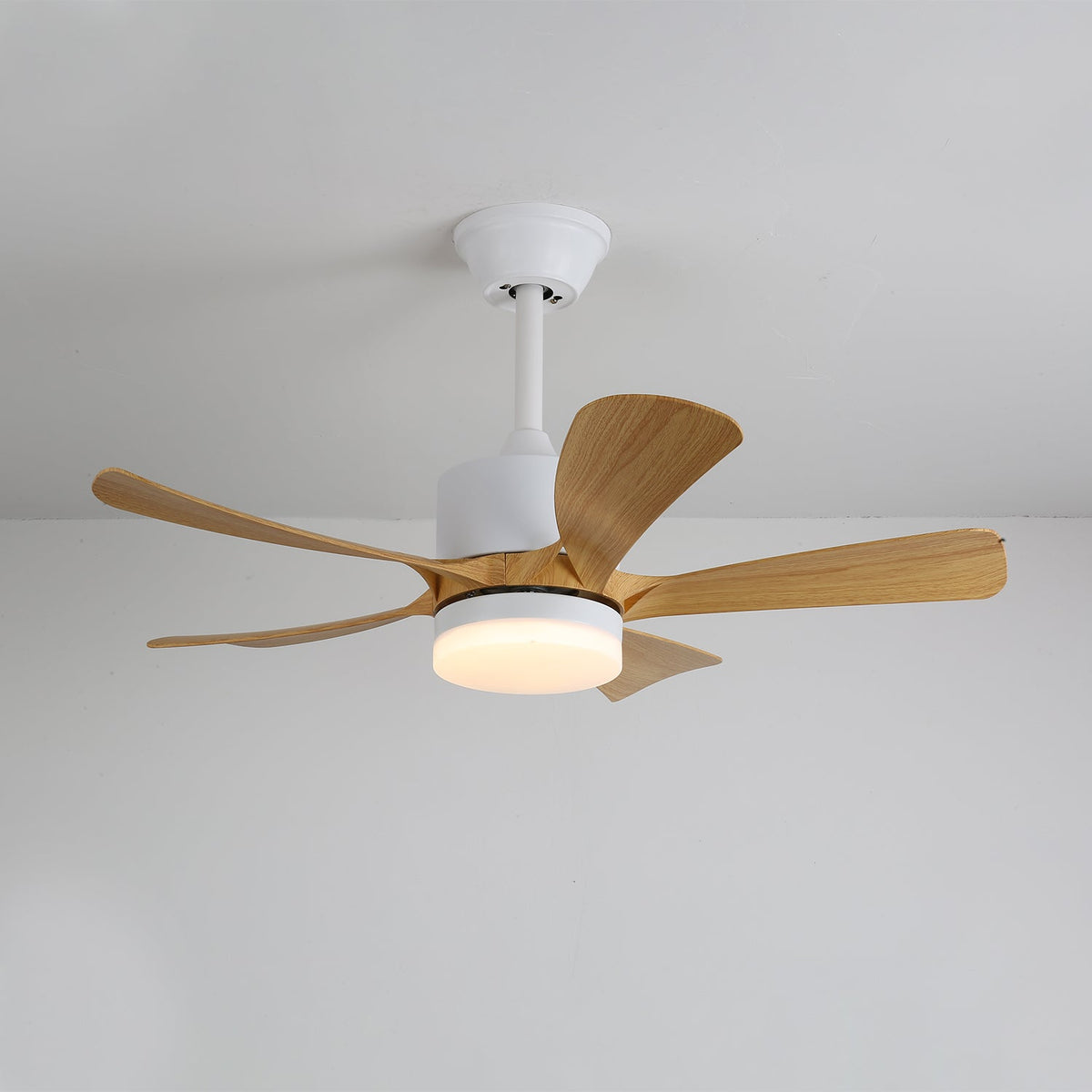 Modern Ceiling Fan with Integrated LED Lighting in Wood and Metal | Remote Control 6-Speed Dimmable for Living Room Bedroom Energy Efficient Quiet Design 107cm 132cm | Sansoti
