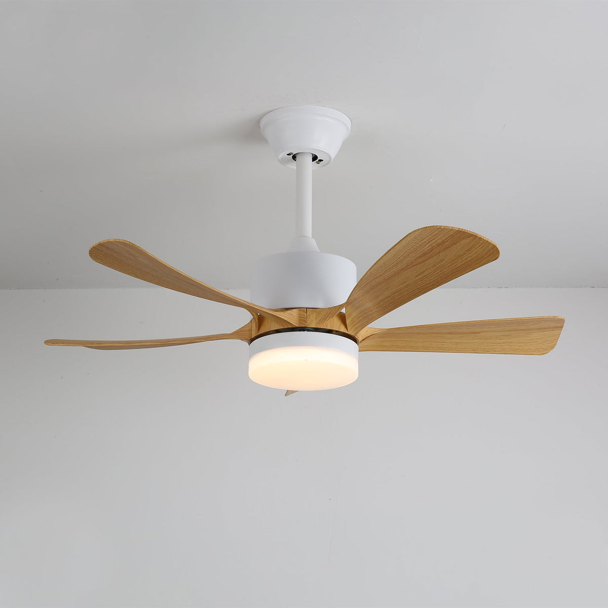 Modern Ceiling Fan with Integrated LED Lighting in Wood and Metal | Remote Control 6-Speed Dimmable for Living Room Bedroom Energy Efficient Quiet Design 107cm 132cm | Sansoti