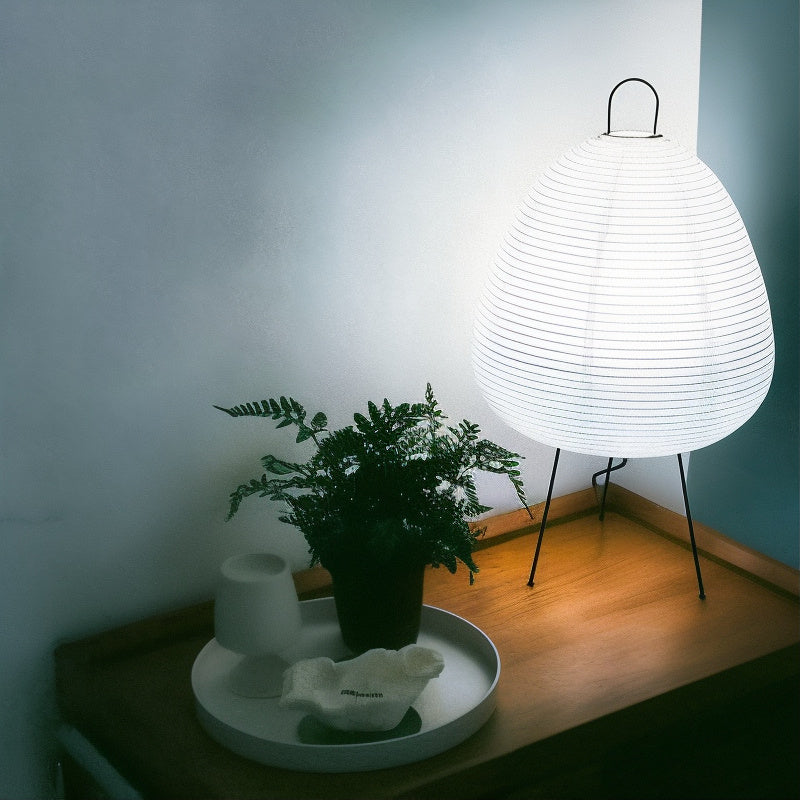 Ronde Tafellamp met Rijstpapier en Bamboe - Japans Geïnspireerd Minimalistisch Design - Warm Wit 2700K LED - Ø25×38 cm | Sansoti