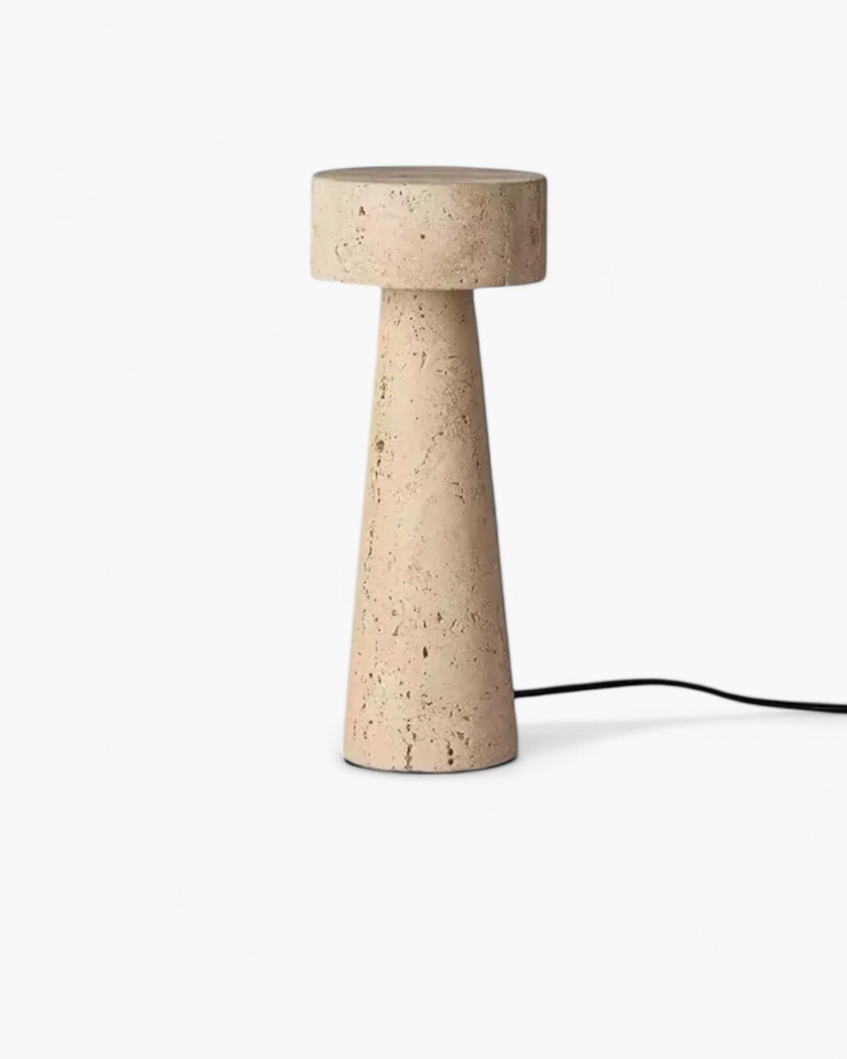 Table Lamp Travertine Natural Stone Column Design 30cm Beige Ambient Lighting | Sansoti