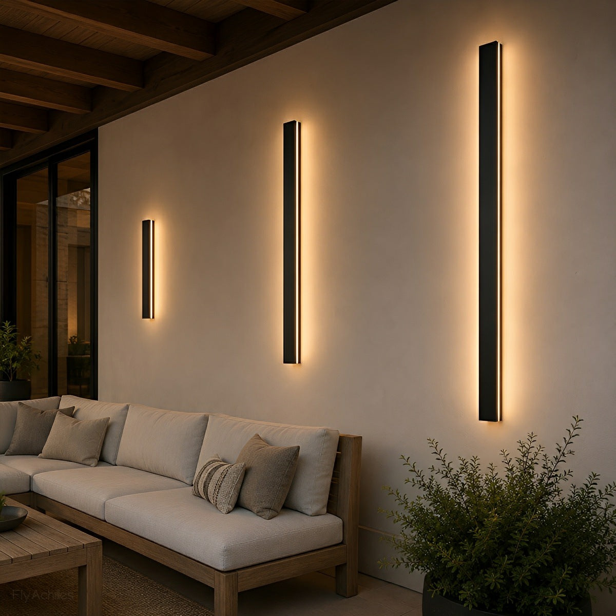 LED wandlamp buiten waterdicht zwart aluminium 30-150cm voor tuin terras entree voordeur gevel verlichting | Sansoti
