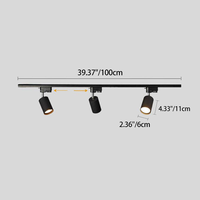 Adjustable ceiling track system with 3-5 spotlights, black, white and gold, dimmable, warm light, modern living room interior | Sansoti